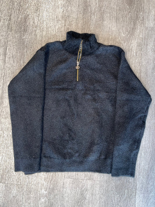 Black Mohair Quarter Zip