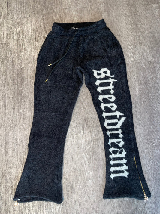 Black Mohair Stacked Sweats